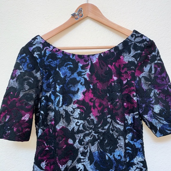 Donna Rico Purple Black Lace Overlay Dress 10 - Picture 2 of 8